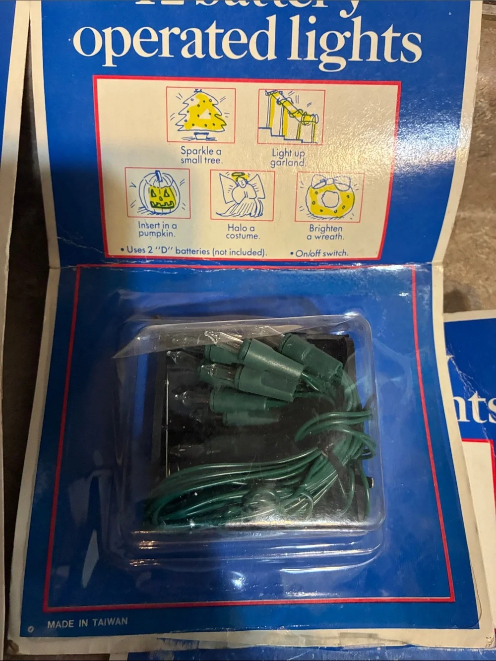 Unbranded Green Battery-Operated String Lights - Warm White Bulbs 3 Packages